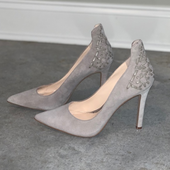 Jessica Simpson Shoes - Jessica Simpson Gray Velvet Heels
